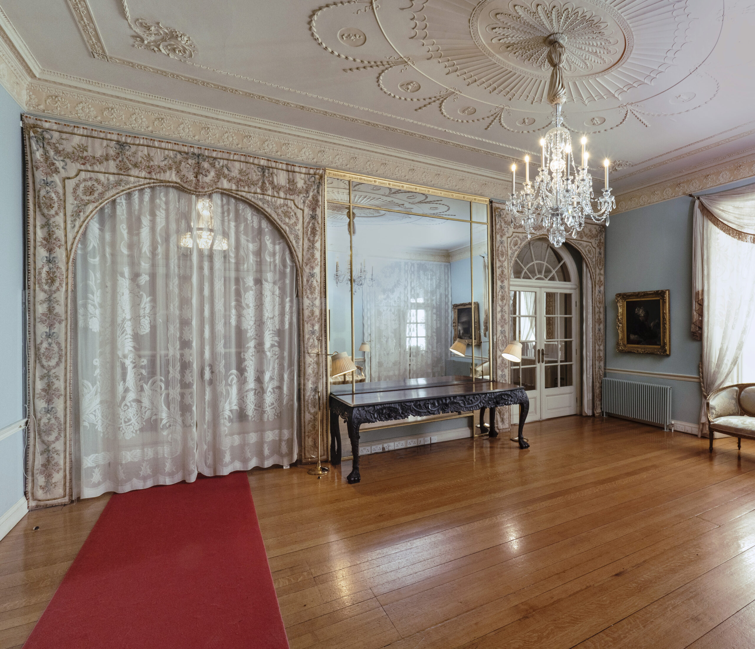 19th century silk portiers in Farmleigh drawing room