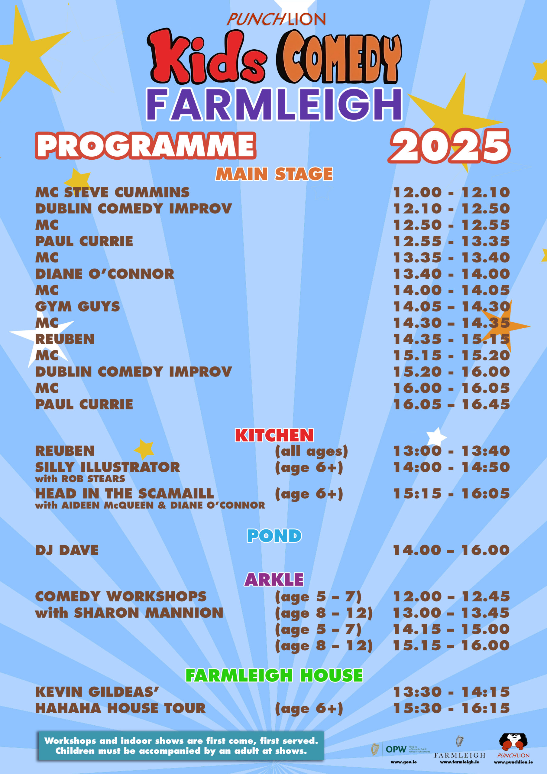 List of performers at Farmleigh's Kids Comedy Festival
